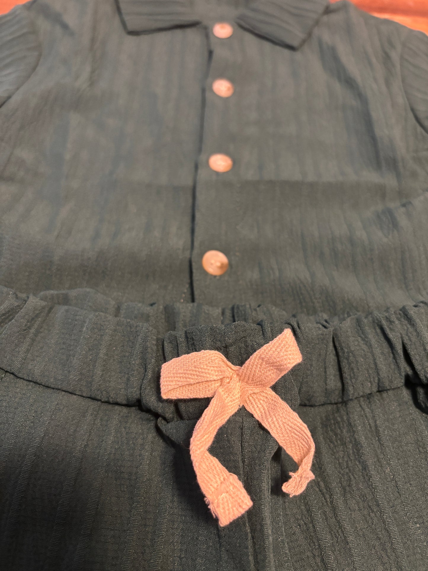 Toddler Forest Green Button up Set