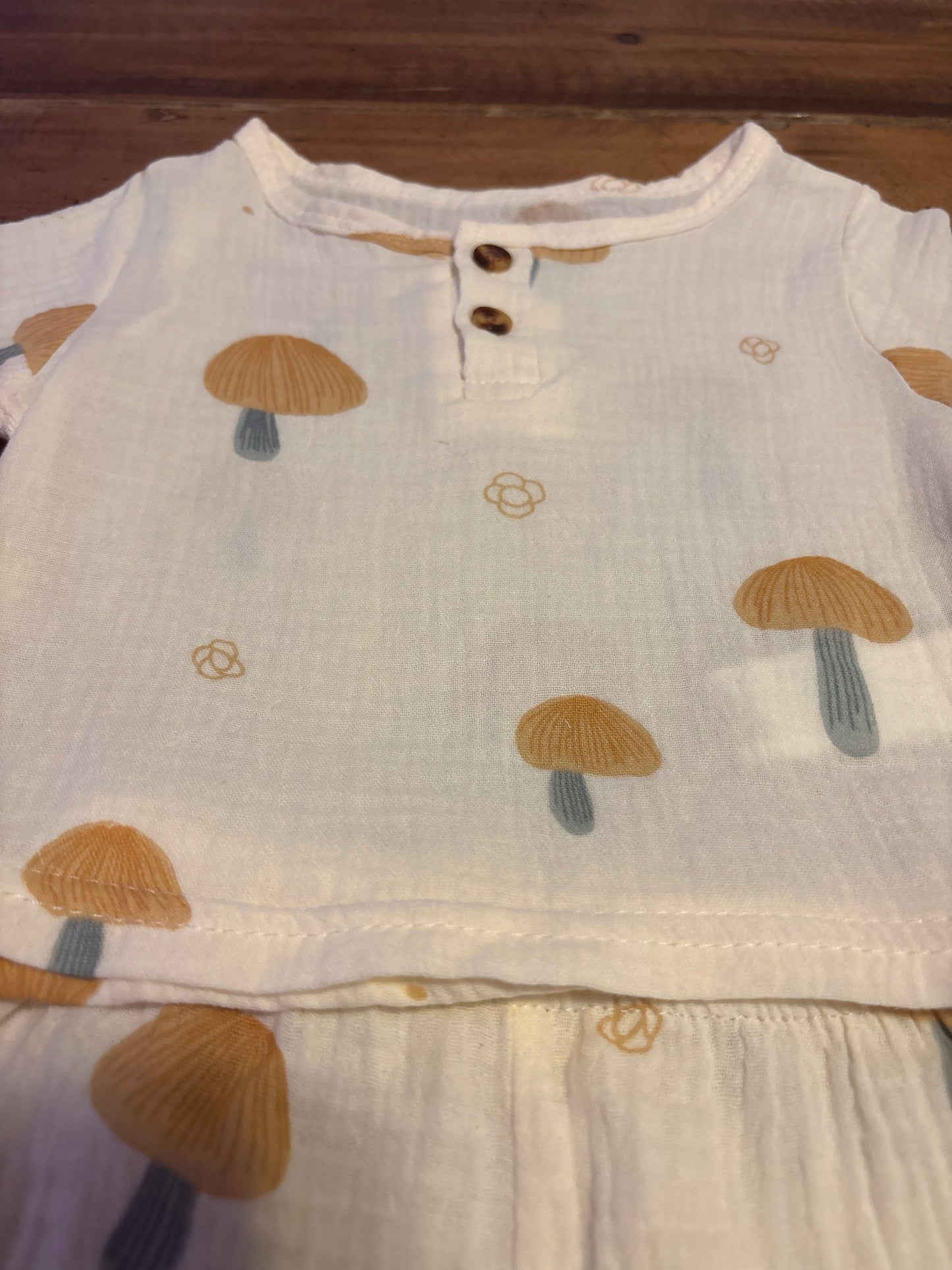 Linen Mushroom Print Shorts Set