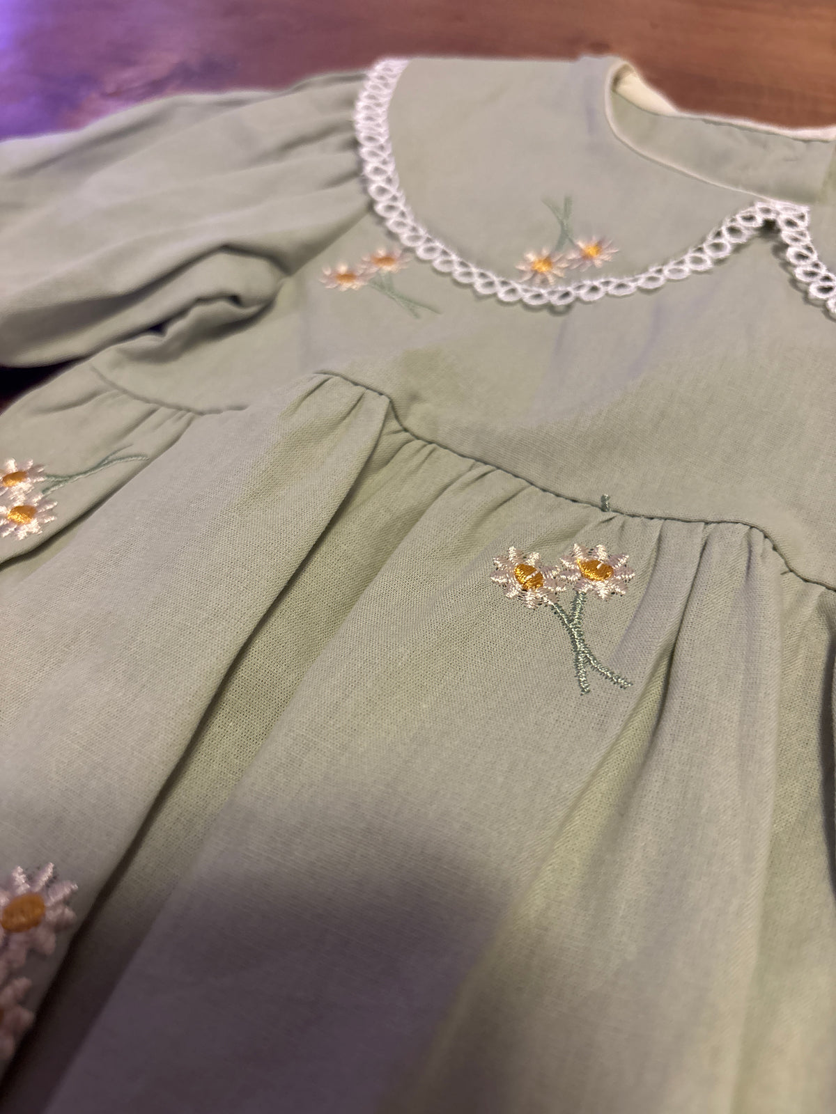 Vintage Daisy Embroidered Romper