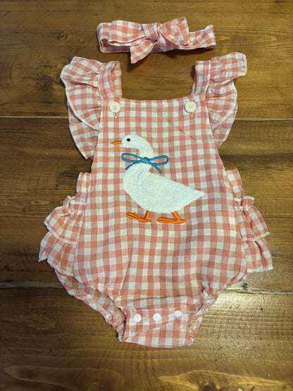 Silly Goose Gingham Romper