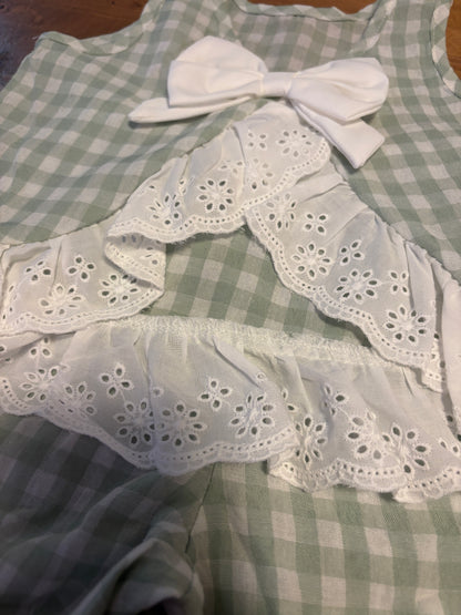 Mint Gingham & Lace Set
