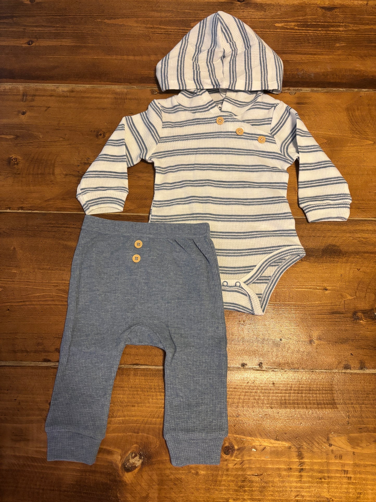 Boy’s Blue & White Waffle Knit Set