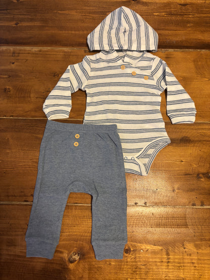 Boy’s Blue & White Waffle Knit Set