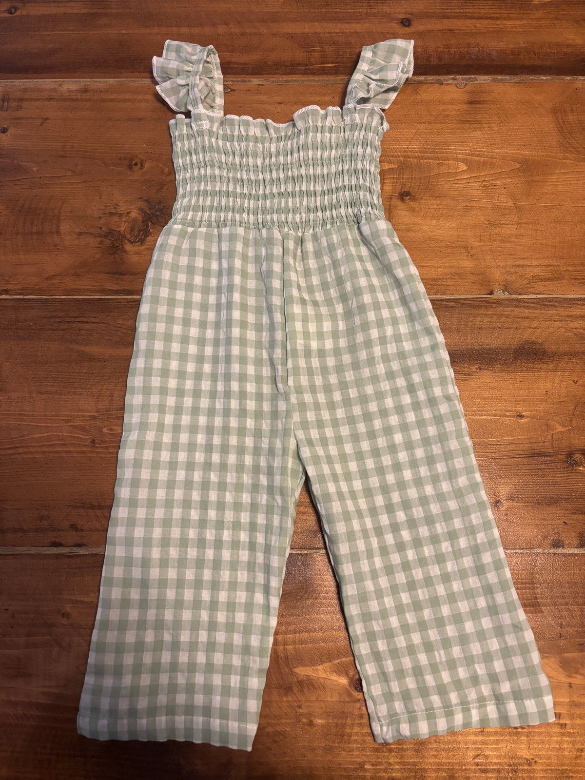Mint Gingham Romper