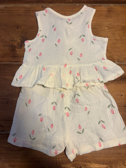 Toddler Floral Bow Vest Tank & Shorts