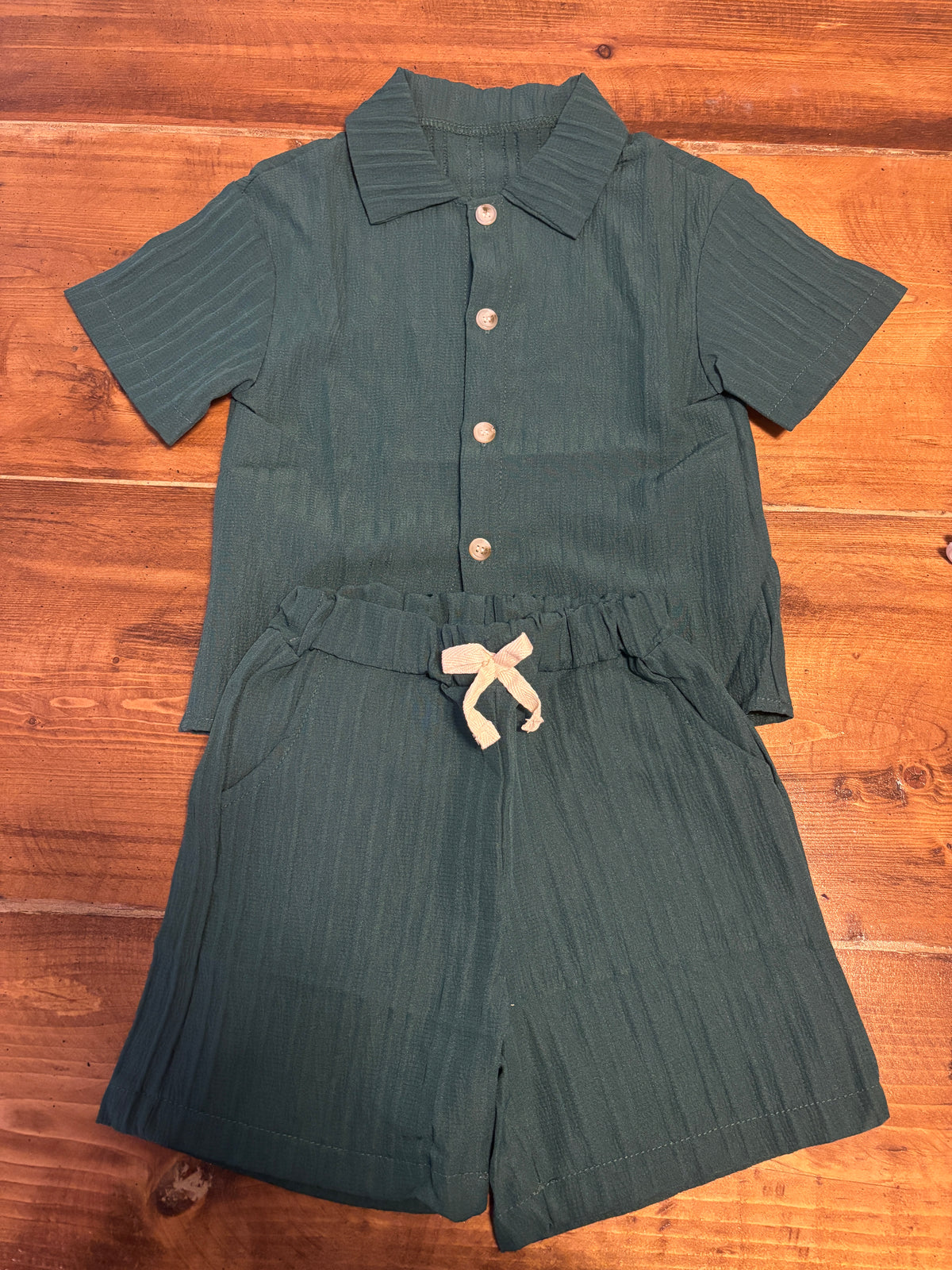 Toddler Forest Green Button up Set