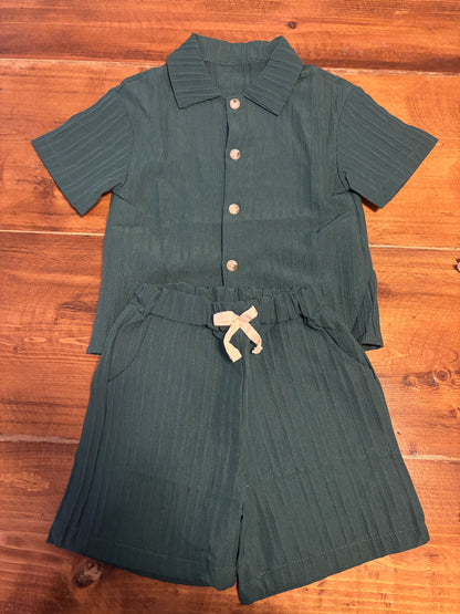 Toddler Forest Green Button up Set