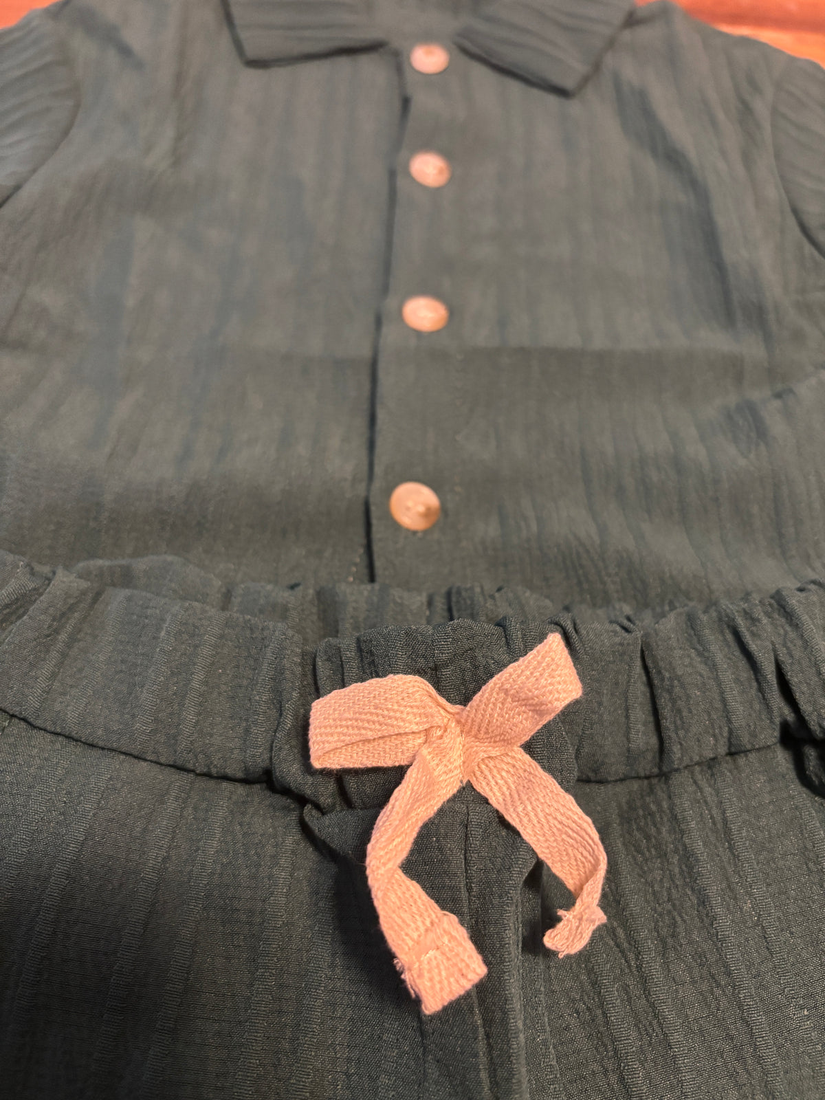 Toddler Forest Green Button up Set