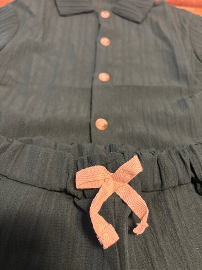 Toddler Forest Green Button up Set
