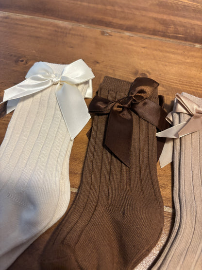 Silk Ribbon Bow Socks