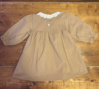 Brown Floral Embroidered Dress