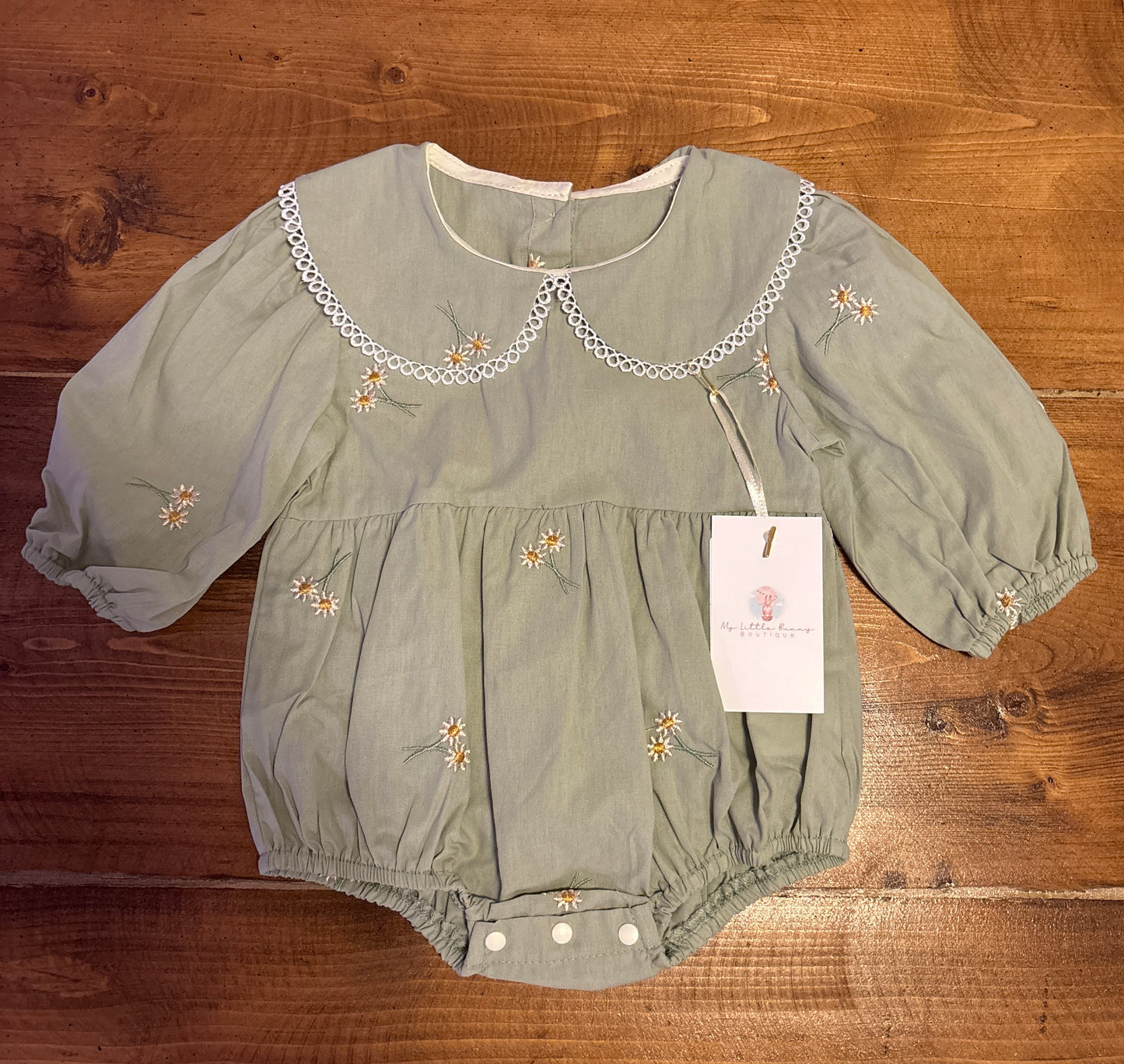 Vintage Daisy Embroidered Romper
